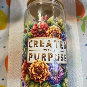 Floral Glass Jar with Lid
